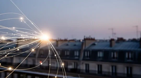 Représentation visuelle symbolique de l'algorithme Google analysant et positionnant un site web dans les résultats de recherche