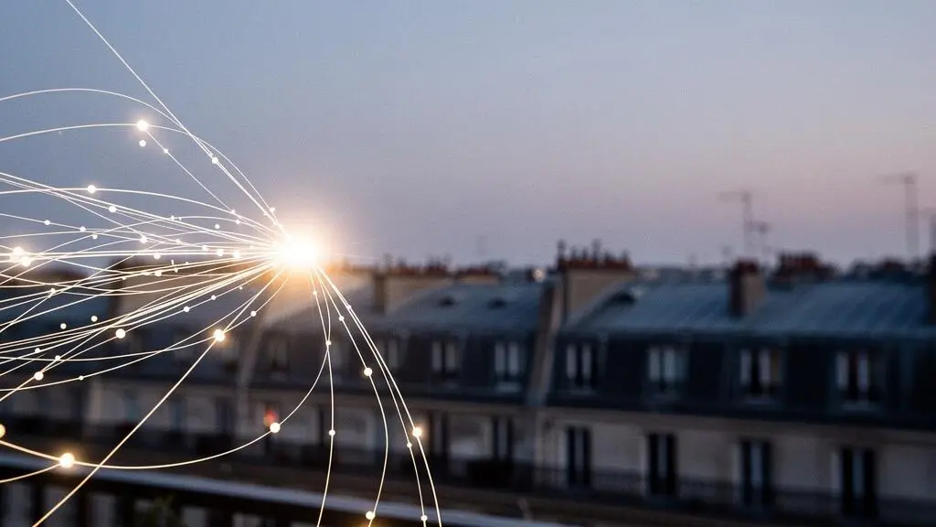 Représentation visuelle symbolique de l'algorithme Google analysant et positionnant un site web dans les résultats de recherche