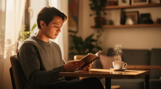 Personne absorbée dans une lecture immersive et sereine, illustrant une expérience de lecture agréable et prolongée