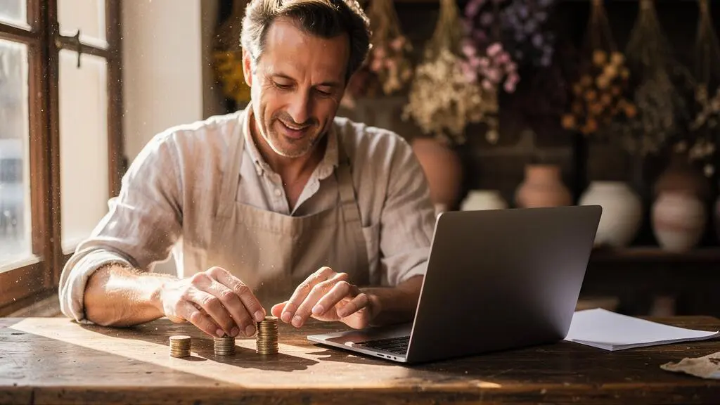 Entrepreneur francais planifiant sa premiere campagne de marketing digital avec un budget maitrise